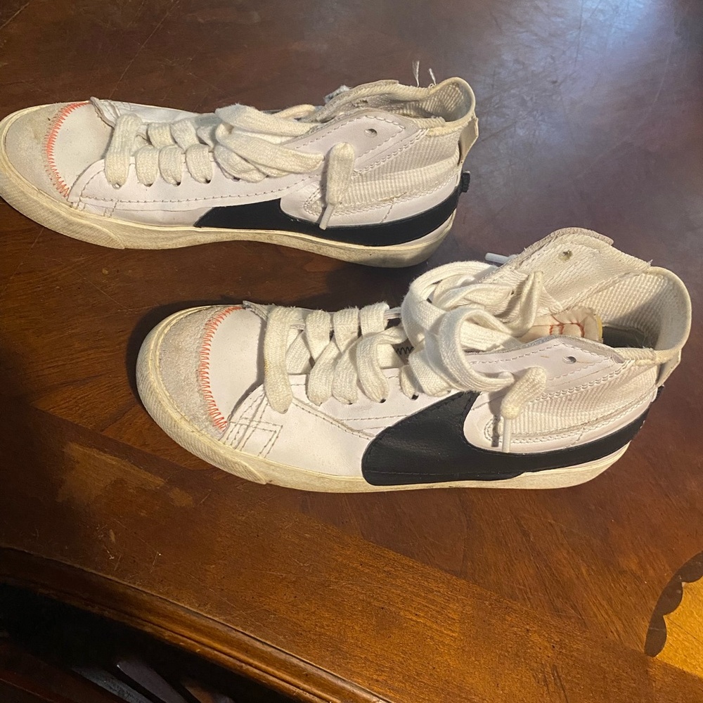 Kids White and Black High-Top Sneakers